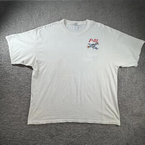 P-51 Airplane Embroidered T-Shirt Gildan Ultra Cotton‎ Heavyweight 2XL